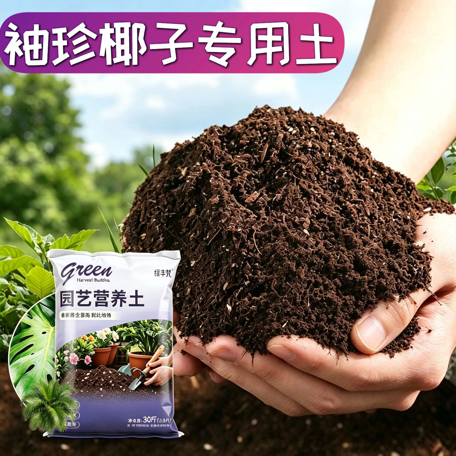袖珍椰子专用有机土不烂根保水保肥育苗加有机肥进口绿叶球根观花