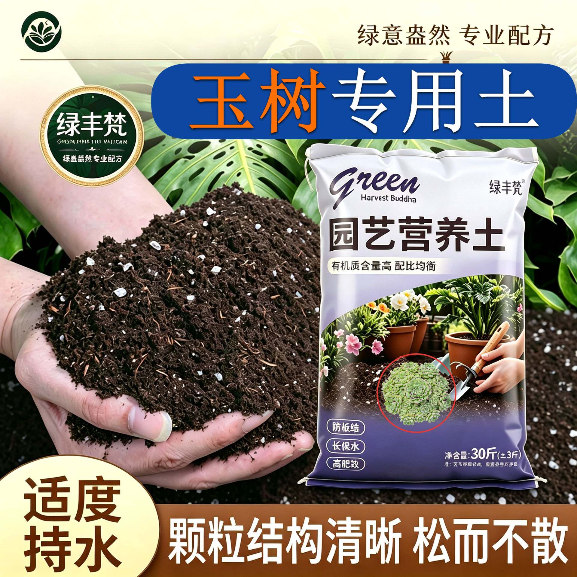 玉树适用盆景土不闷根家庭园艺加深生根粉优质促生长观花壮根阳台