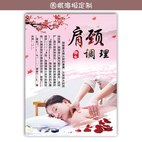 中医养生美容院肩颈调理背部护理美容KT胸部图片宣传广告设计挂图