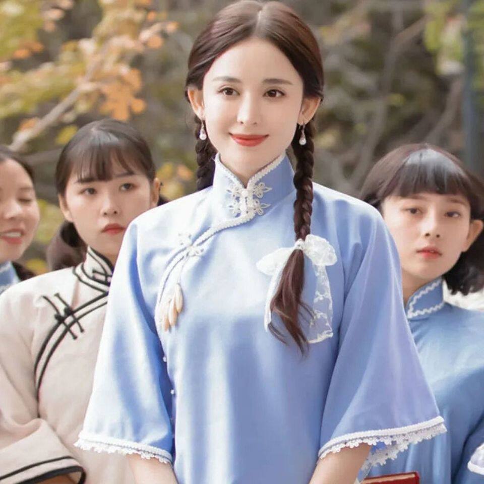 影视古装民国学生装古力娜扎民国女古装青年沁园春雪女装演出表演