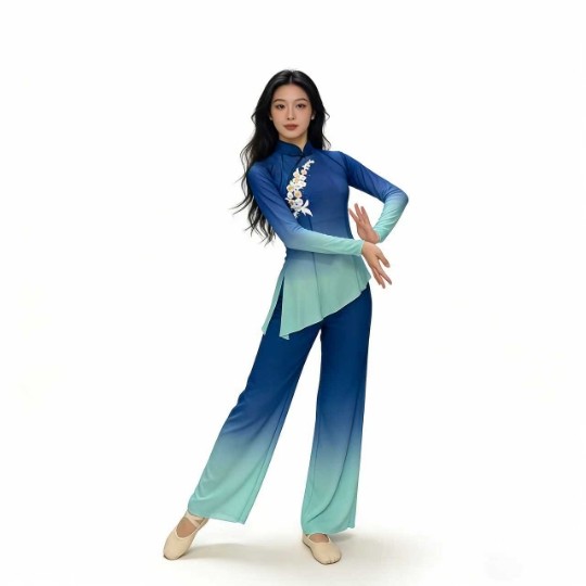 古典民族舞一条大河女成人儿童考级纱衣套装飘逸胶州秧歌舞演出服