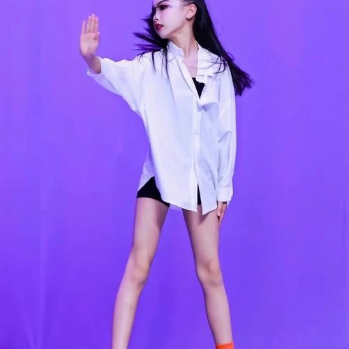 儿童街舞套装男女童宽松垂感衬衫嘻哈演出服少儿爵士舞亲子服纯色