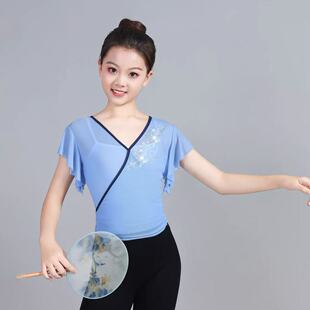 新款 练功服基训舞蹈演出服 少儿女儿童古典身韵纱衣民族舞短袖