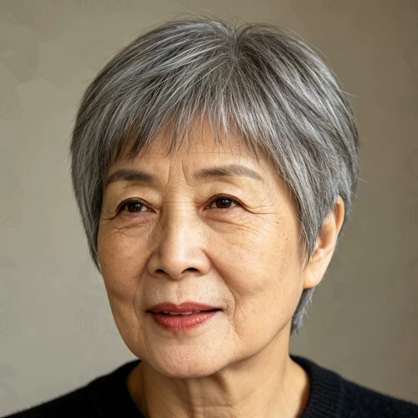 中老年全真发短碎刘海假发