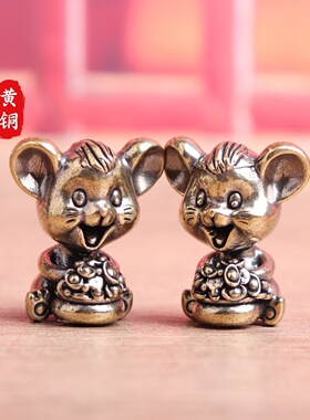 纯黄铜招财老鼠聚宝盆聚财鼠复古实心老物件装饰桌面工艺品铜摆件