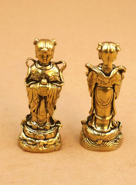 金童玉女摆件供奉家用招财善财童子龙女站立观音观音坐像居家客厅