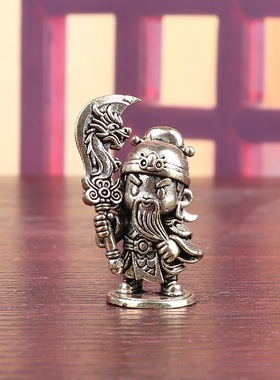 纯黄铜Q版关公卡通小人物关公关二爷复古装饰桌面茶宠工艺品摆件