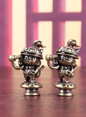 纯黄铜迅捷斥候提莫LOL手办创意玩偶复古装饰桌面茶宠工艺品摆件