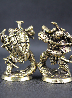 纯黄铜忍者神龟模型手办家居办公室桌面摆件玩具忍者神龟黄铜