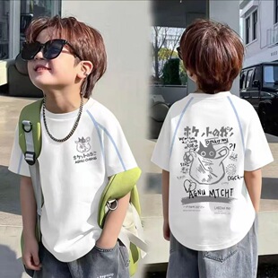 男女童夏季短袖2026新款中大童外穿薄款上衣宝贝卡通印花童装T恤