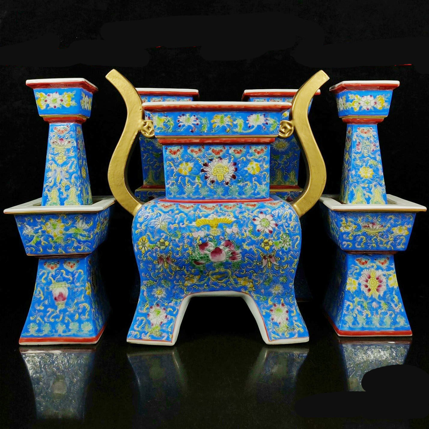 景德镇陶瓷寺庙大号方形五供摆件
