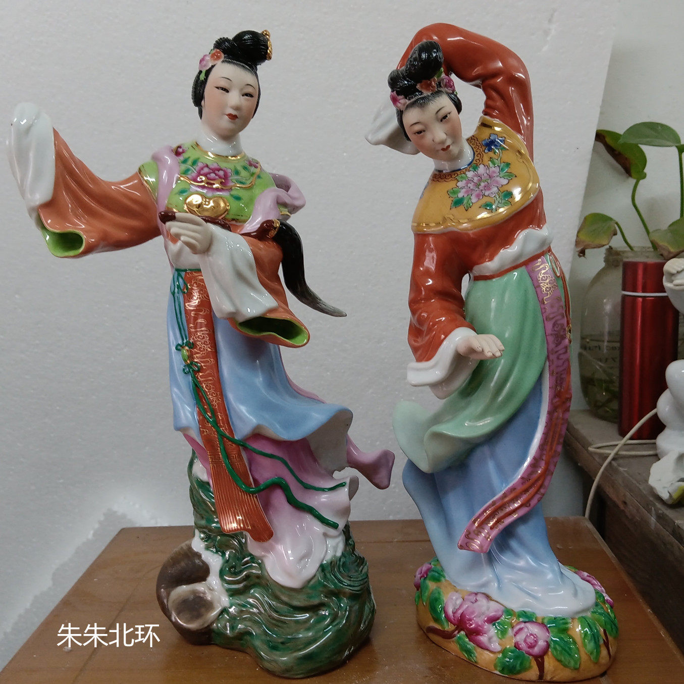中国神话人物陶瓷田螺姑娘雕像螺蛳精螺仙神像牡丹仙子仙女像摆件