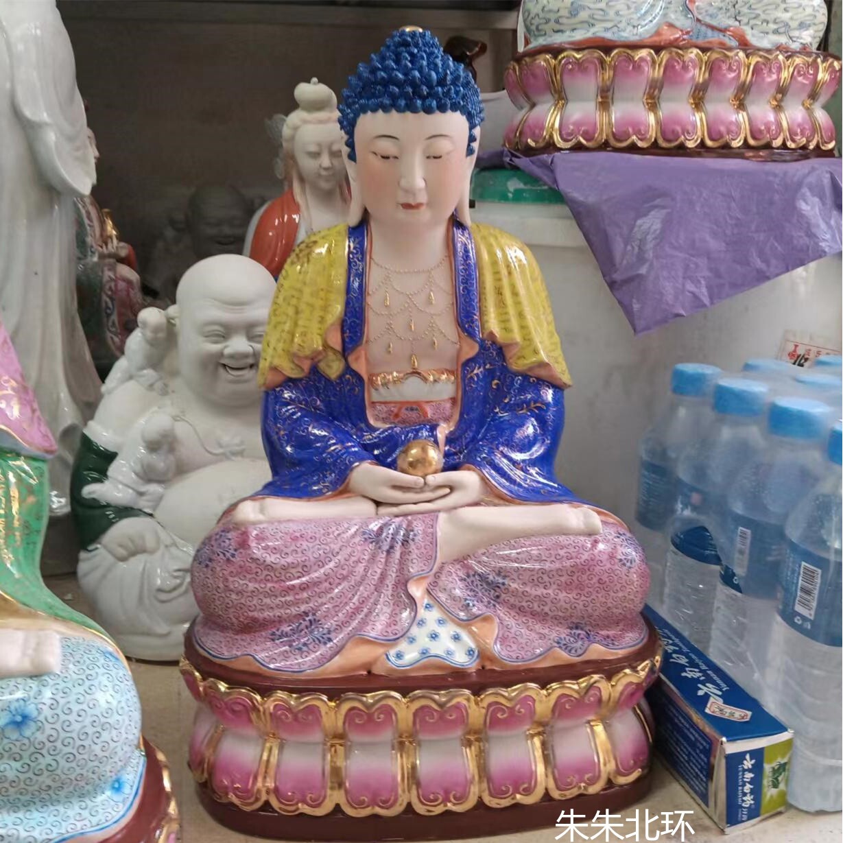 精品陶瓷三宝佛释迦牟尼佛像阿弥陀佛像释迦摩尼佛坐像药师佛摆件