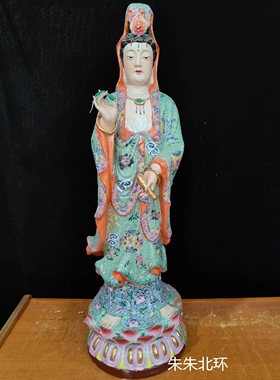 家用供奉陶瓷观音佛像柳枝净瓶观世音菩萨站南海观音菩萨摆件30寸