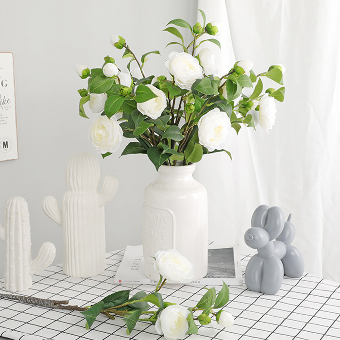 仿真花月季花 仿真中式香水月季 仿真山茶花  古典禅意仿真月季花