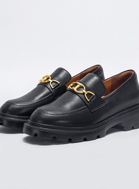 鞋春夏轻底时尚百搭一脚蹬乐福鞋厚底女士chch女鞋