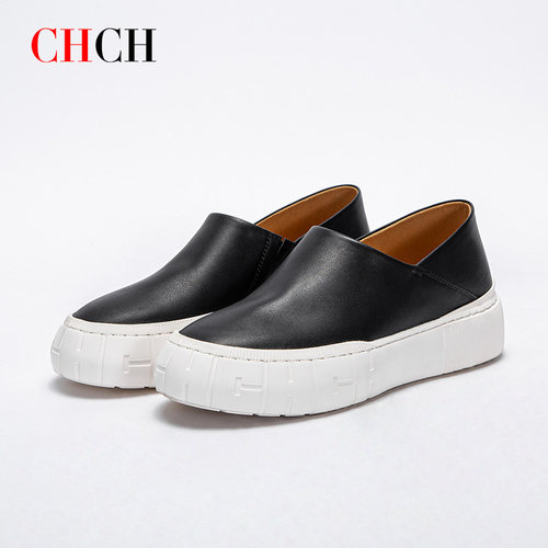 CHCH平衡鞋真皮乐福鞋女2025新款秋季厚底增高休闲单鞋英伦风