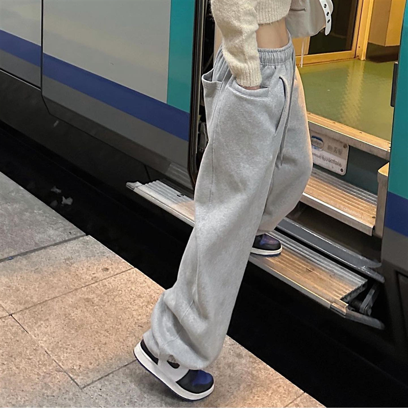 休闲运动时尚加绒大码宽松卫裤女