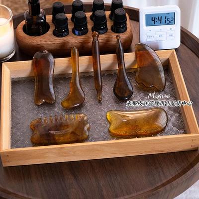 树脂拔筋经络梳眼脸部美容刮痧板面部按摩器点穴笔棒拨筋棒7件套