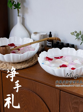 莲花净手盆泰式美容床SPA水疗陶瓷香薰观景礼盆瑜伽洗手盆美容院