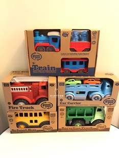 现货美国GREEN TOYS救火车消防车环保车拖车运输车校车平板车玩具