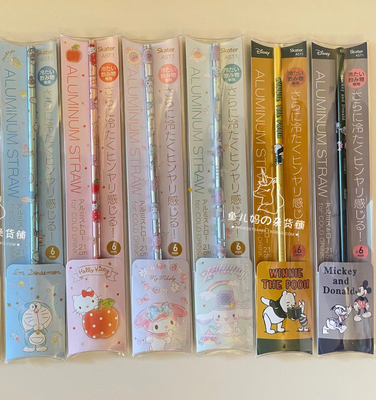 [适冷饮]日本skater卡通铝制环保饮料牛奶果汁可重复使用吸管21cm