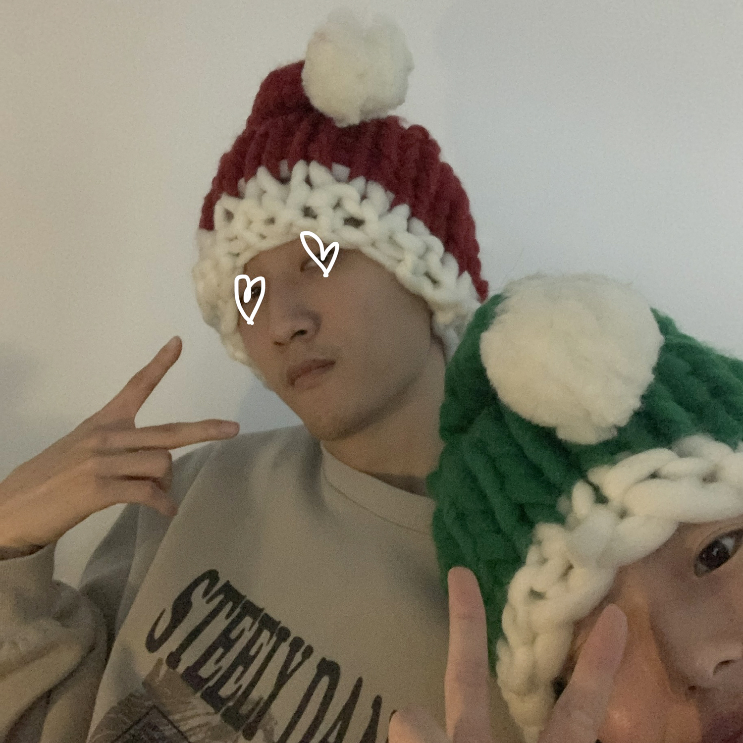 圣诞织帽可爱情侣帽编织毛线帽