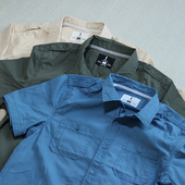 透气休闲升级版 衬衫 户外男士 短袖 纯棉砂洗工装 法国Bufalo夏季