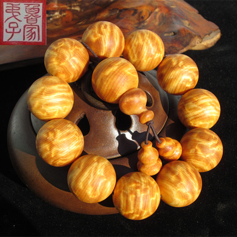 长白山琥珀木明子手串北沉香东北松明子全透 沉香木佛珠念珠手链