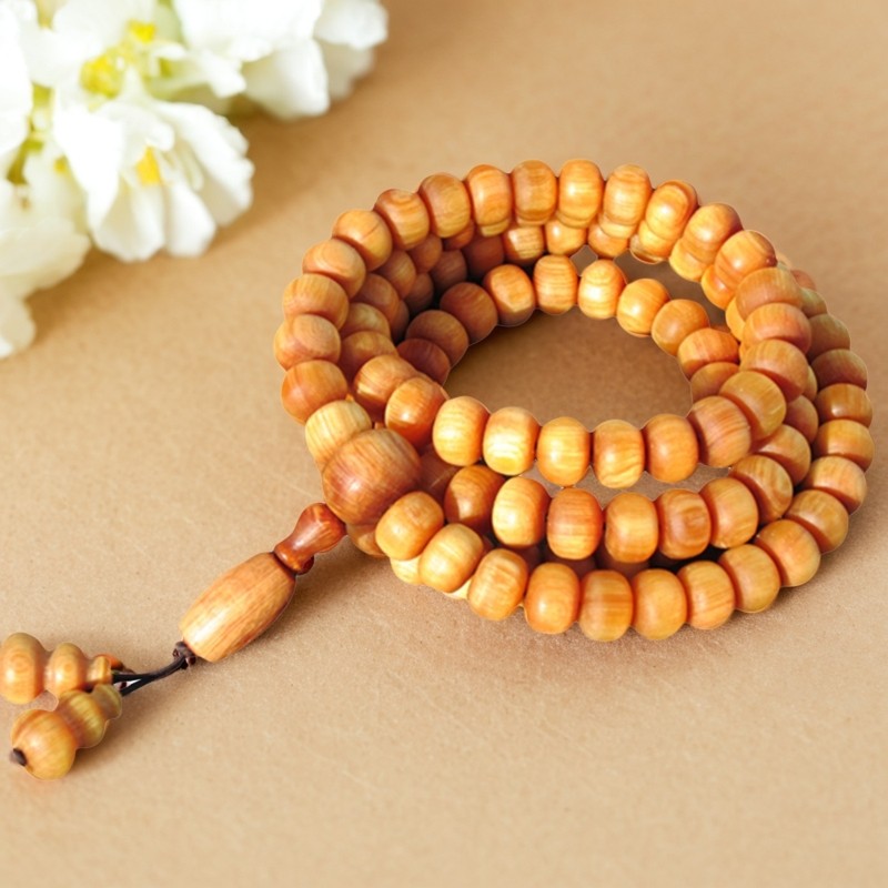 长白山北沉香琥珀木满油全透光佛珠手串松明子念珠108包邮