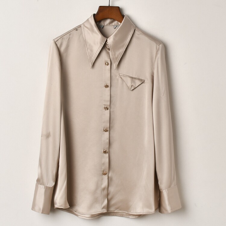 艾诺丝系列春秋韩版新款简约设计感衬衫宽松翻领时尚衬衣