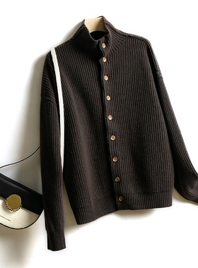 MASE2023年秋冬季新款高领长袖单排扣男装女装上衣羊毛港风毛衣潮