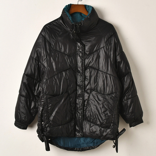 艾诺丝系列韩版黑色羽绒服女短款立领宽松加厚保暖棉服外套