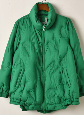 艾诺丝系列翻领短款羽绒服女绿色保暖百搭时尚外套休闲