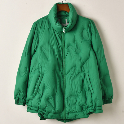 艾诺丝系列翻领短款羽绒服女绿色保暖百搭时尚外套休闲