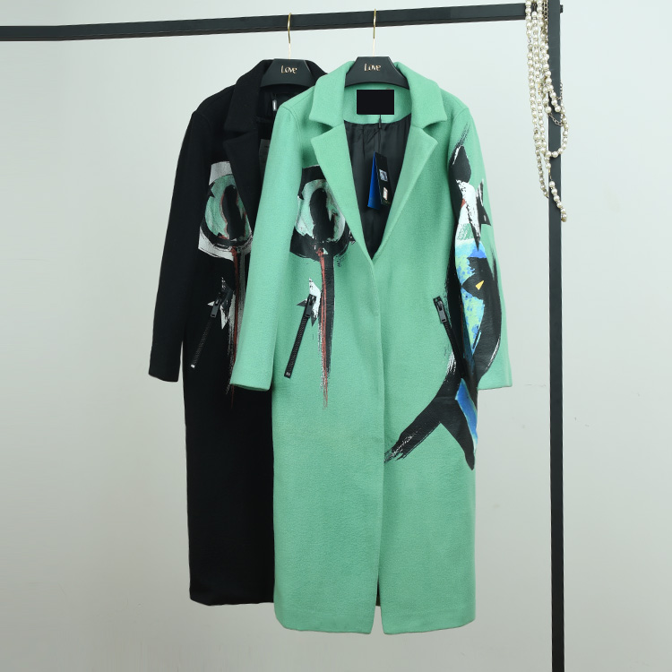 2022年冬装新款商场撤柜气质时尚修身中长毛呢外套