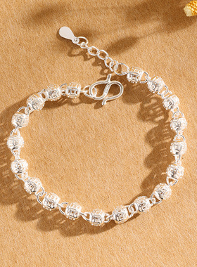 999纯银圆珠钱币转运珠手链女生小众设计2022年新款轻奢闺蜜礼物