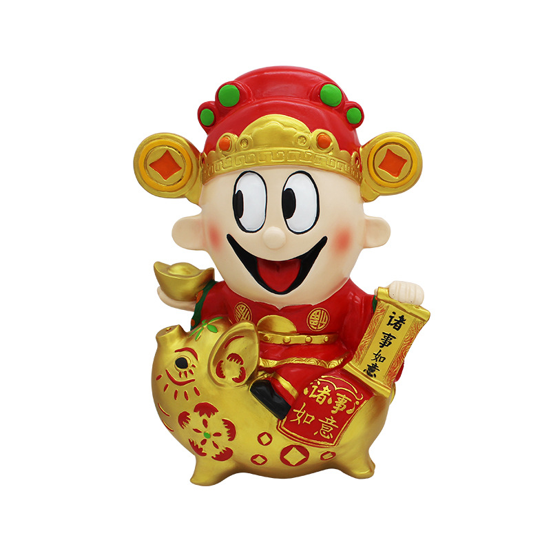 猪年招财摆件财神存钱罐喜庆猪储钱罐开业新年生日创意储蓄罐礼物