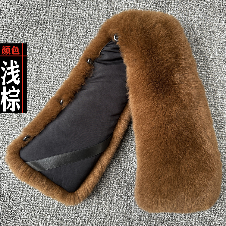 真獭兔毛方领男装通用毛领子冬季