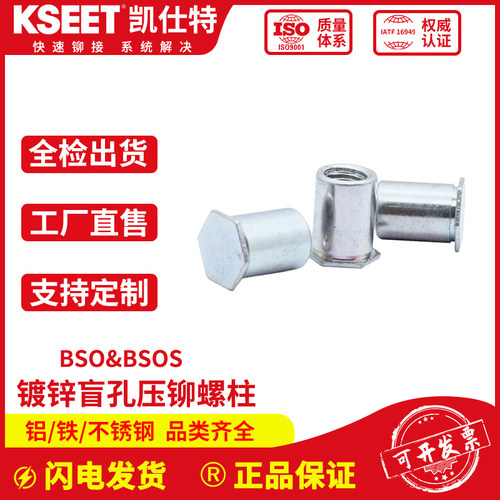 碳钢镀锌盲孔压铆螺柱六角BSO