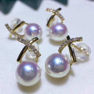 进口日本天女AKOYA阿古*海水天然珍珠 耳丁珍珠 耳环正圆光亮女饰