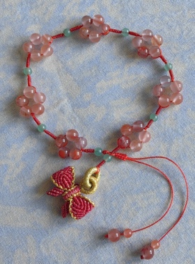 手工编织蝴蝶结南红玛瑙可爱