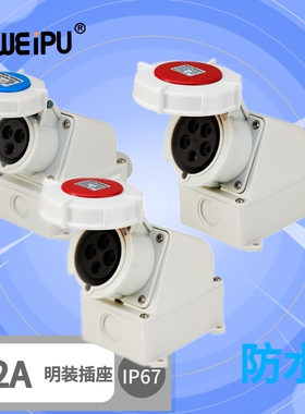 WEIPU威浦 32A 明装工业插座 TYP6802 TYP6819 TYP6824 防水IP67
