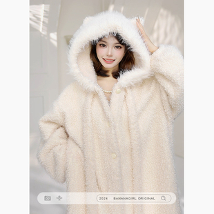 连帽睡袍大码 长款 加厚法兰绒保暖家居服 新品 Bananagirl睡衣女冬季