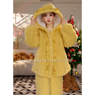 Bananagirl珊瑚绒睡衣女冬季新款加绒公主风加厚开衫家居服可外穿