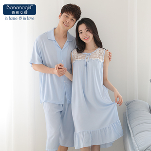 新品 Bananagirl韩国情侣睡衣夏季 棉绸女式 睡裙柔软舒适透气人造棉
