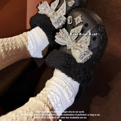 银河蝶翼洞洞鞋蝴蝶结鞋花鞋扣