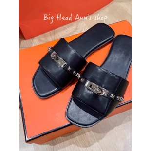 女夏外穿真皮平底沙滩凉拖鞋 休闲小众设计感 铆钉一字拖鞋 BHA