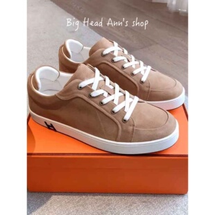 棕色时尚 百搭舒适低帮鞋 潮流 休闲风真皮男女系带圆头平底鞋 BHA