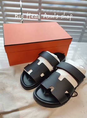 Big Head Ann's shop/欧美风黑色魔术贴防滑厚底凉拖外穿休闲拖鞋